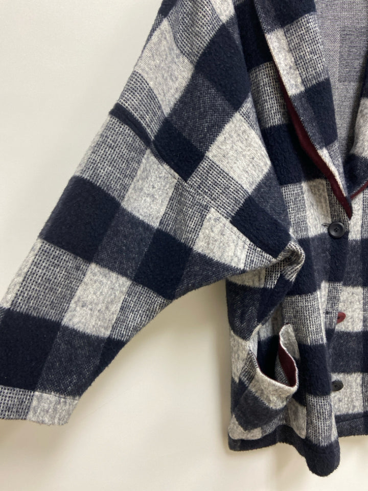 Chiara Cocol Size L Navy Gray Checkered Ladies Jacket