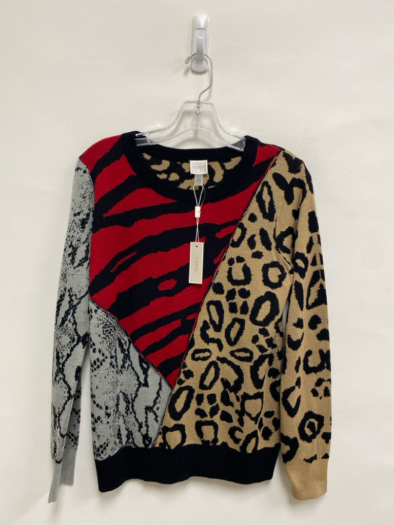 NWT Cupio Size M Beige/Blk Red Animal Print Ladies Sweater