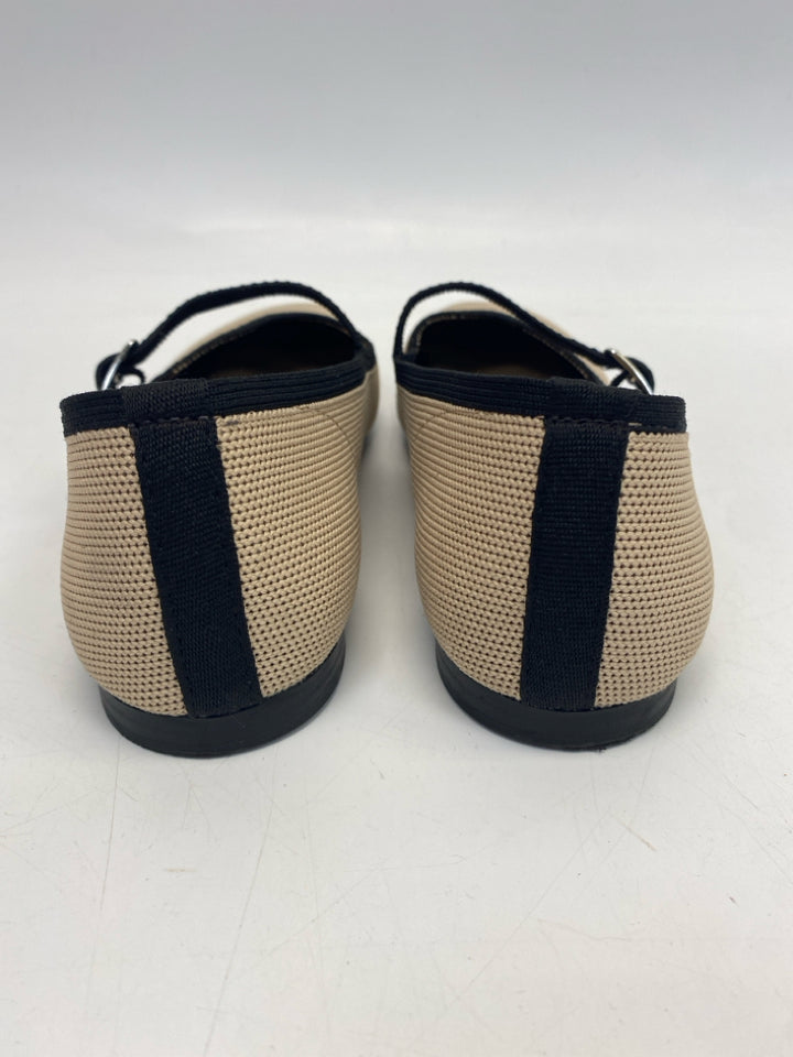 RACHEL ZOE  Size 8.5 Tan Black Trimmed Knit Flats