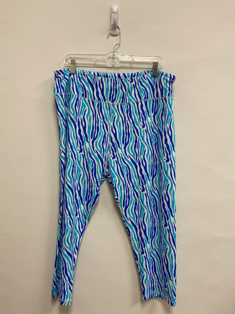 LuLu-B  SIZE  1X Blue White Zebra Print Plus Size Leggings