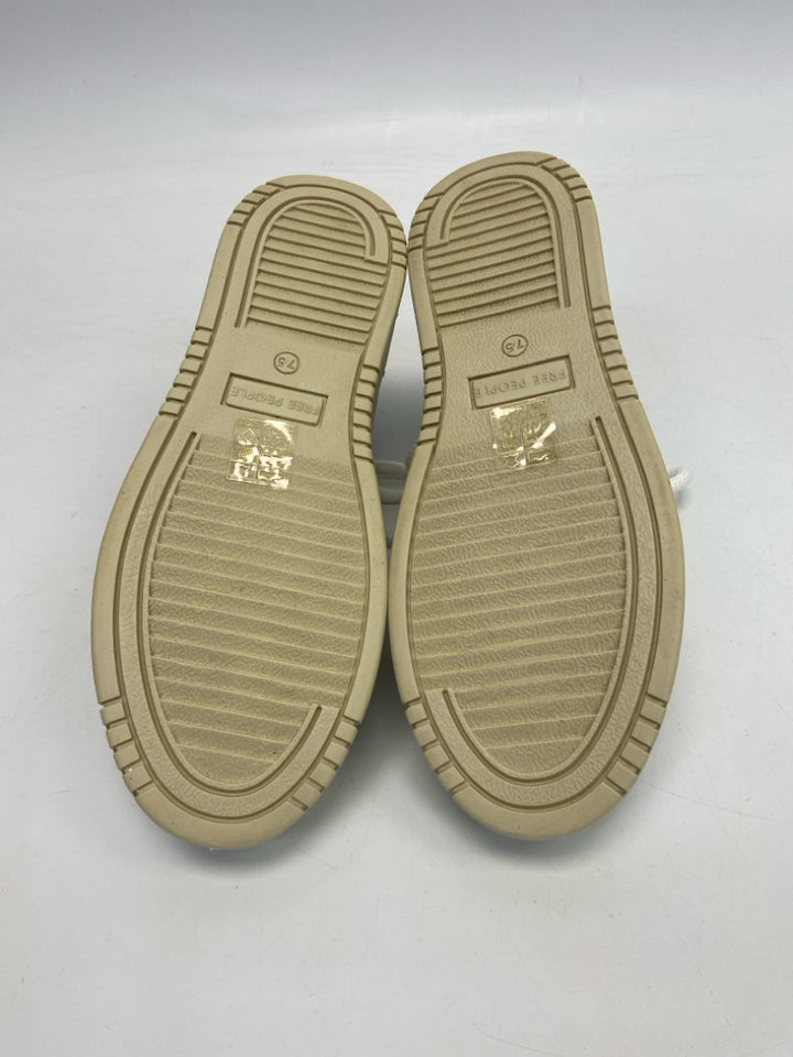 NWOT Free People  Size 7.5 White Tan Lace-up Sneakers