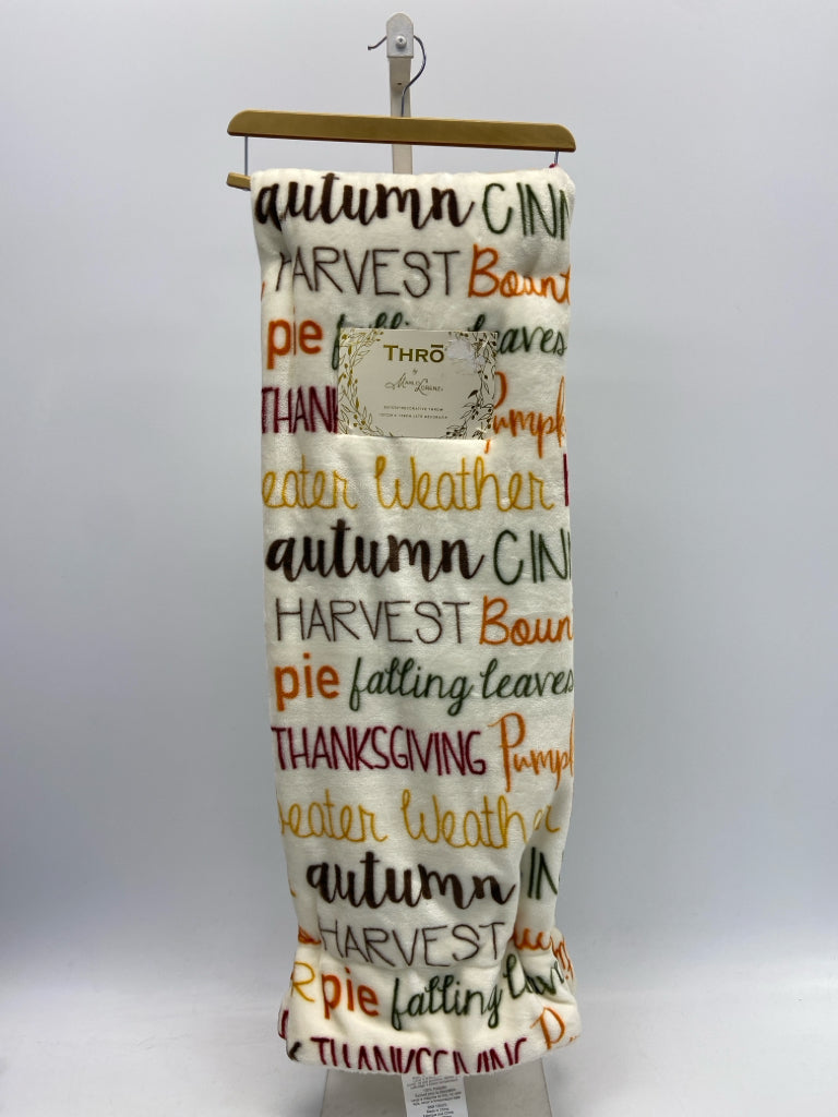 NWT Cream Multi Color Words Fall
