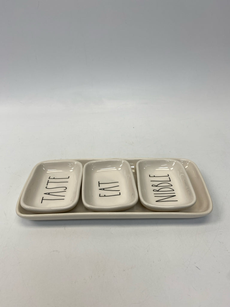 Rae Dunn White Black Words Serving Piece