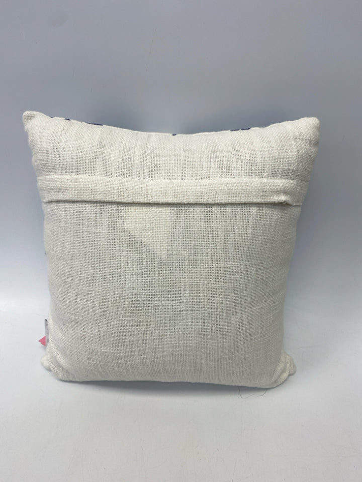 White Blue Floral Pillow
