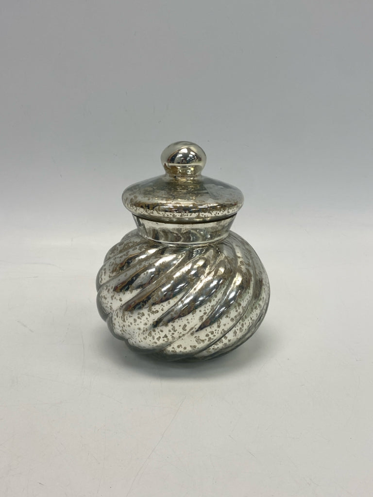 Silver Clear Swirl Mercury Glass Jar