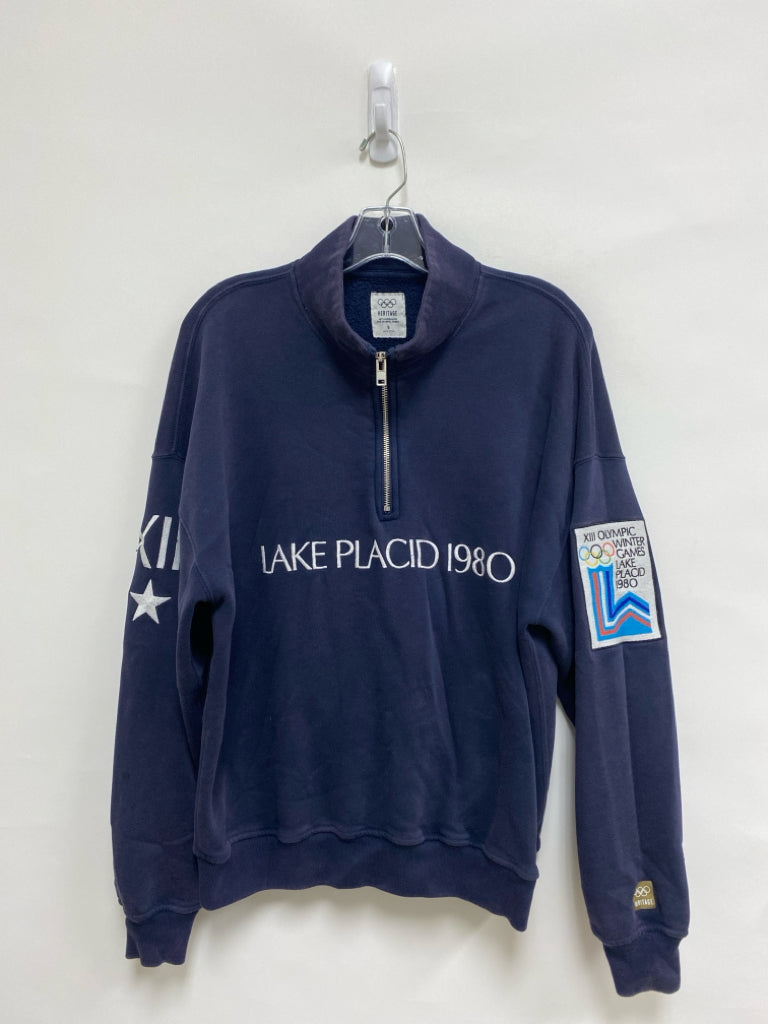Abercrombie &amp; Fitch Size S Navy White Embroidered Quarter Zip Ladies Pullover