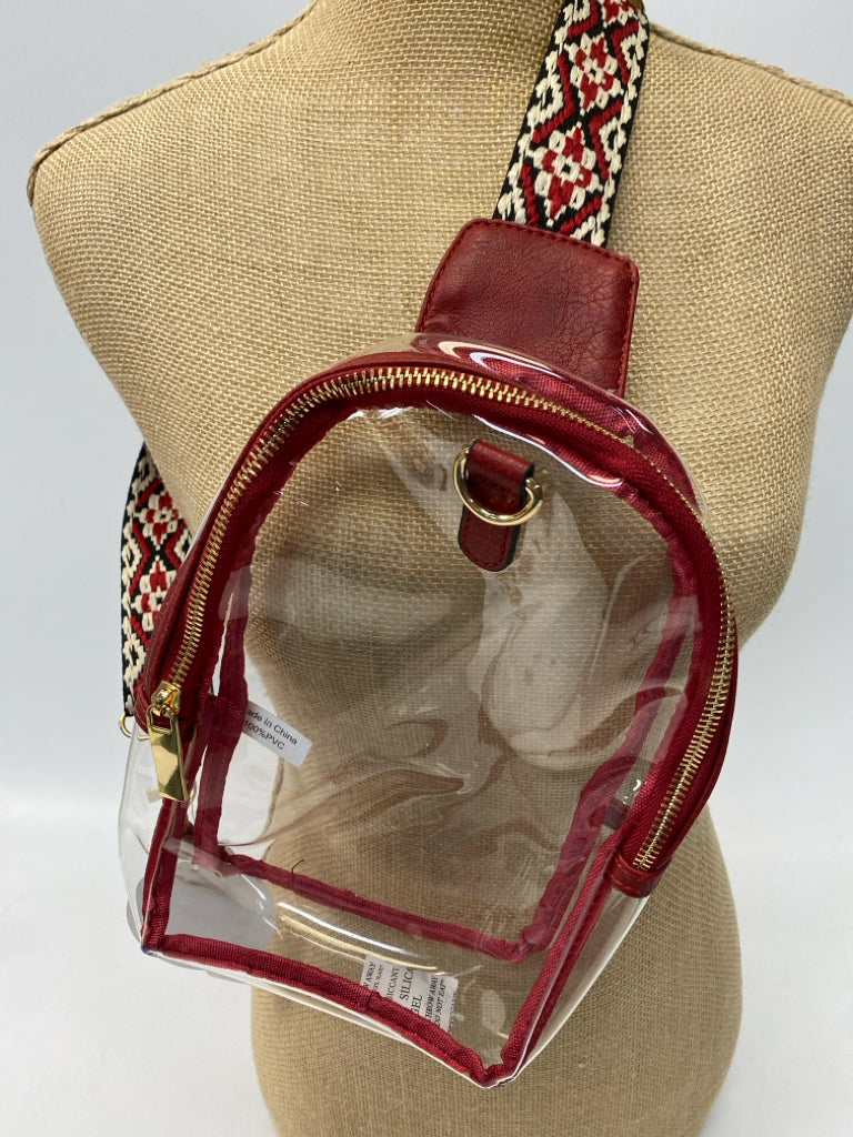 Clear Dark Red Crossbody
