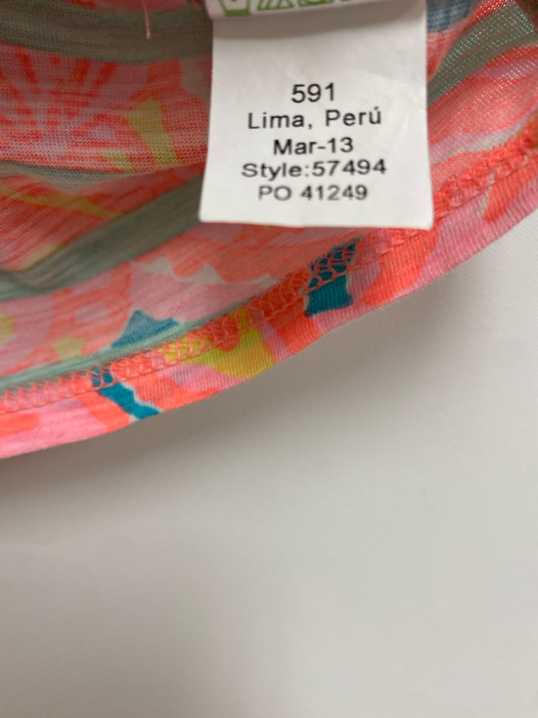LILLY PULITZER Size S Coral Seafoam/Blue Striped Ladies Top