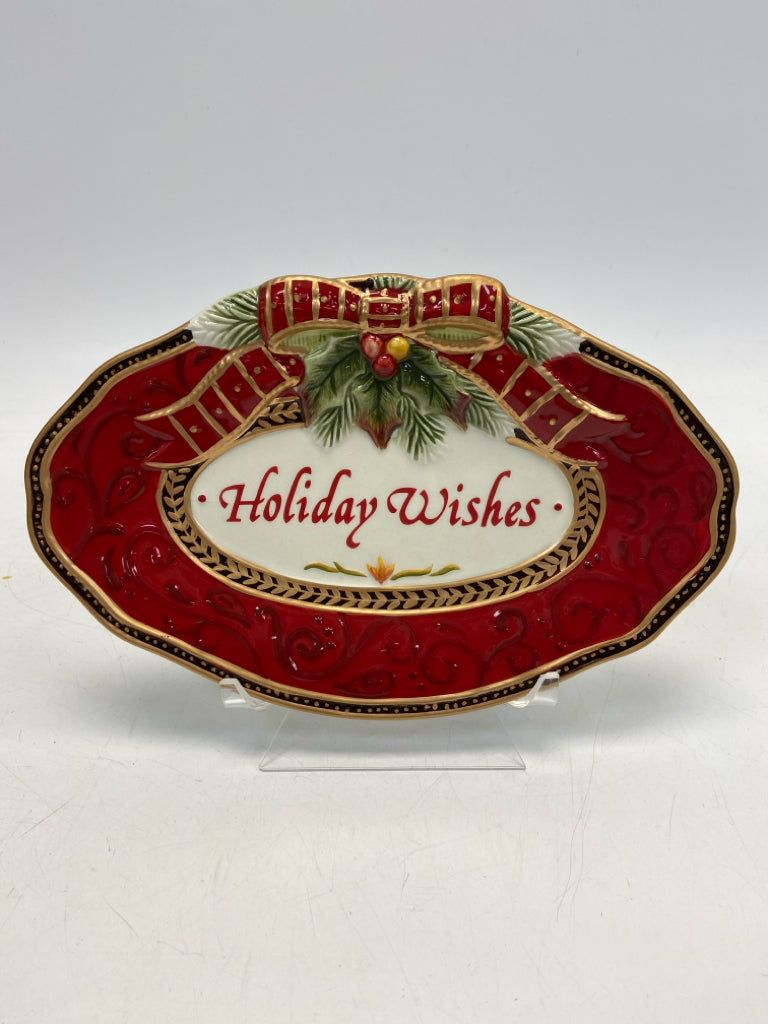 Fitz/Floyd Red/Gold Cream/Green Bows Christmas