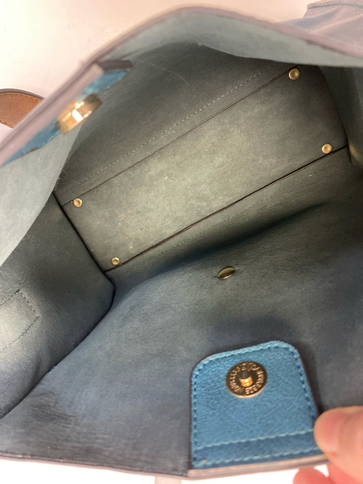 Teal Green Dark Brown Handbag