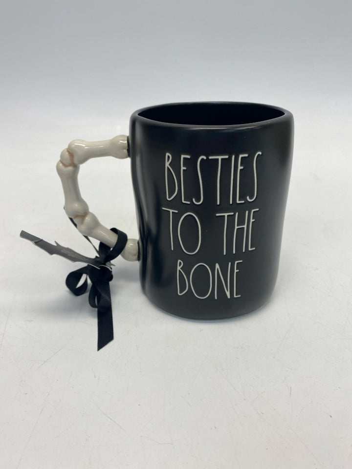 NWT Rae Dunn Black White Skeleton Halloween