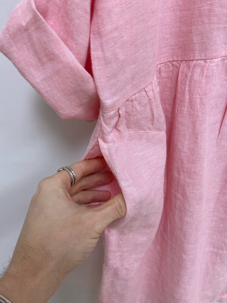 LILLY PULITZER Size XL Pink White Shells Embroidered Ladies Dress