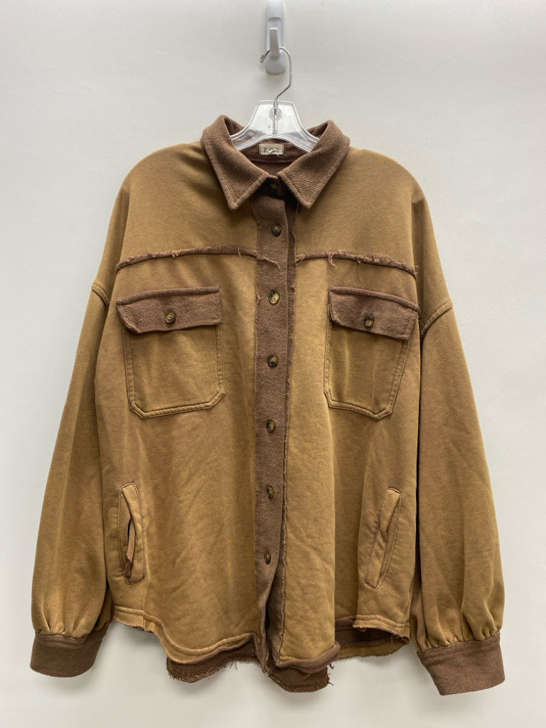POL Size M Brown Button Up Ladies Top