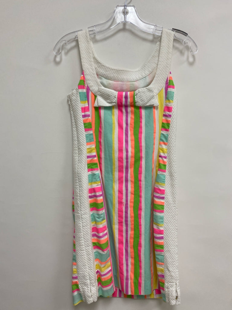 LILLY PULITZER Size 0 White Neon/Multi Stripes Sleeveless Ladies Dress