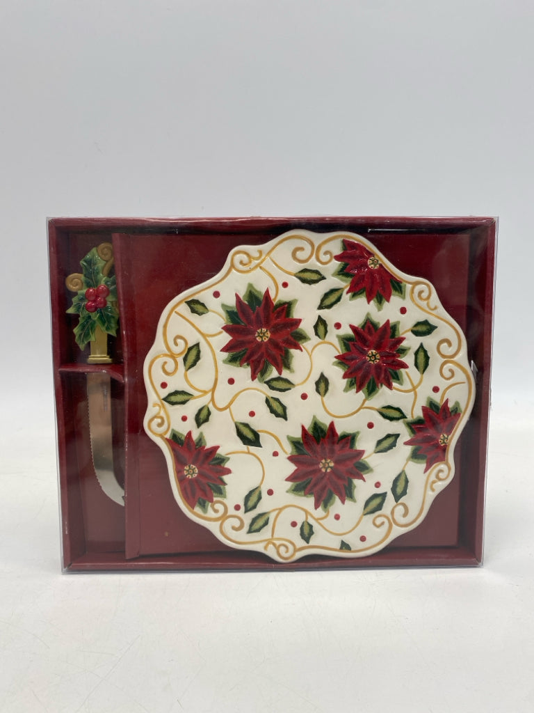 Cream Red Poinsettia Christmas