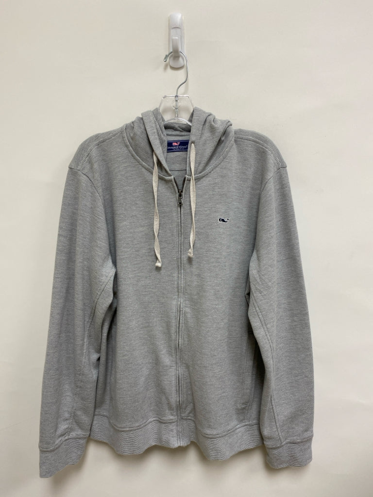 Vineyard Vines Size L Gray/White Stripes Zip Down Ladies Jacket