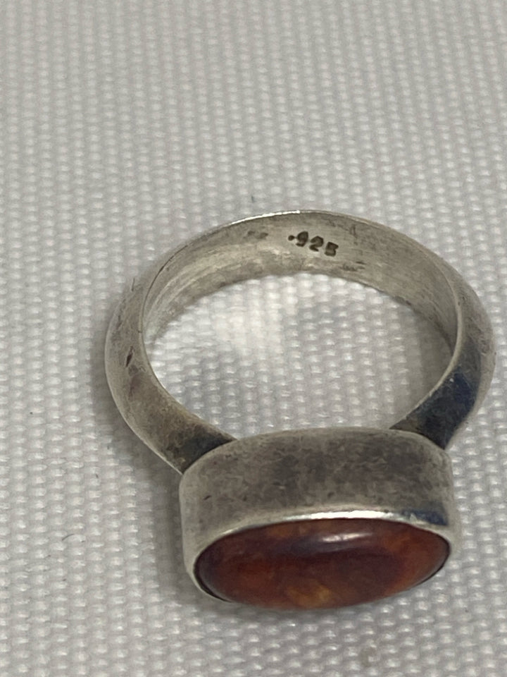 Silver Orange/Brown Oval(s) Ring