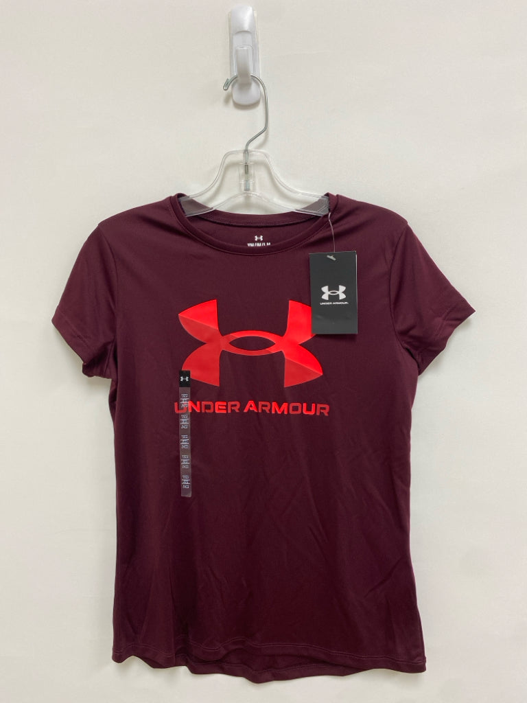 NWT Under Armour SIZE M Burgundy Neon Coral Logo Girl&