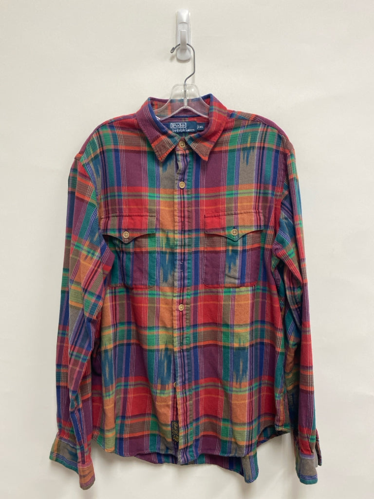 Polo Size XL Purple/Blue Red/Multi Plaid Button Down Men&
