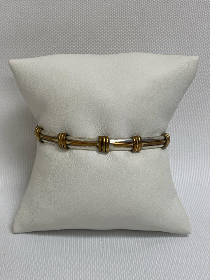 Gold Color Silver Stripe Bracelet