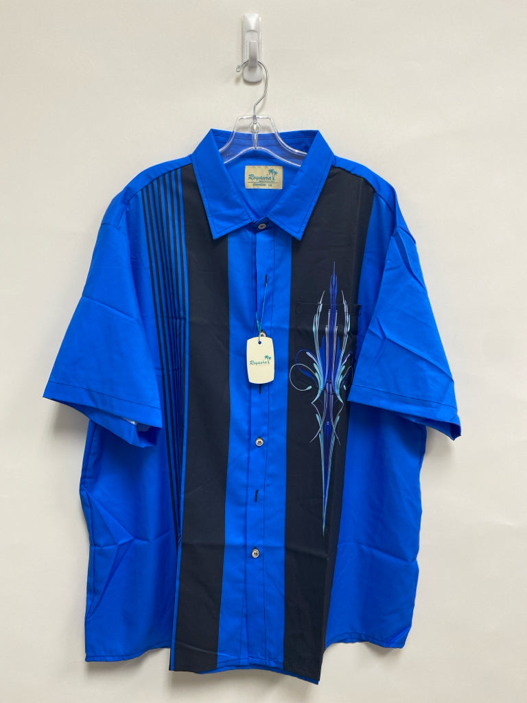 NWT Size XXL Royal Blue Black Button Down Men&