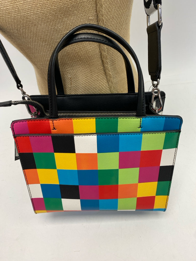 NWT Karl Lagerfeld Black Multi-Color Checkered Crossbody