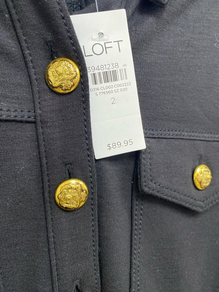 NWT LOFT Size 2 Black Gold Buttons Ladies Dress