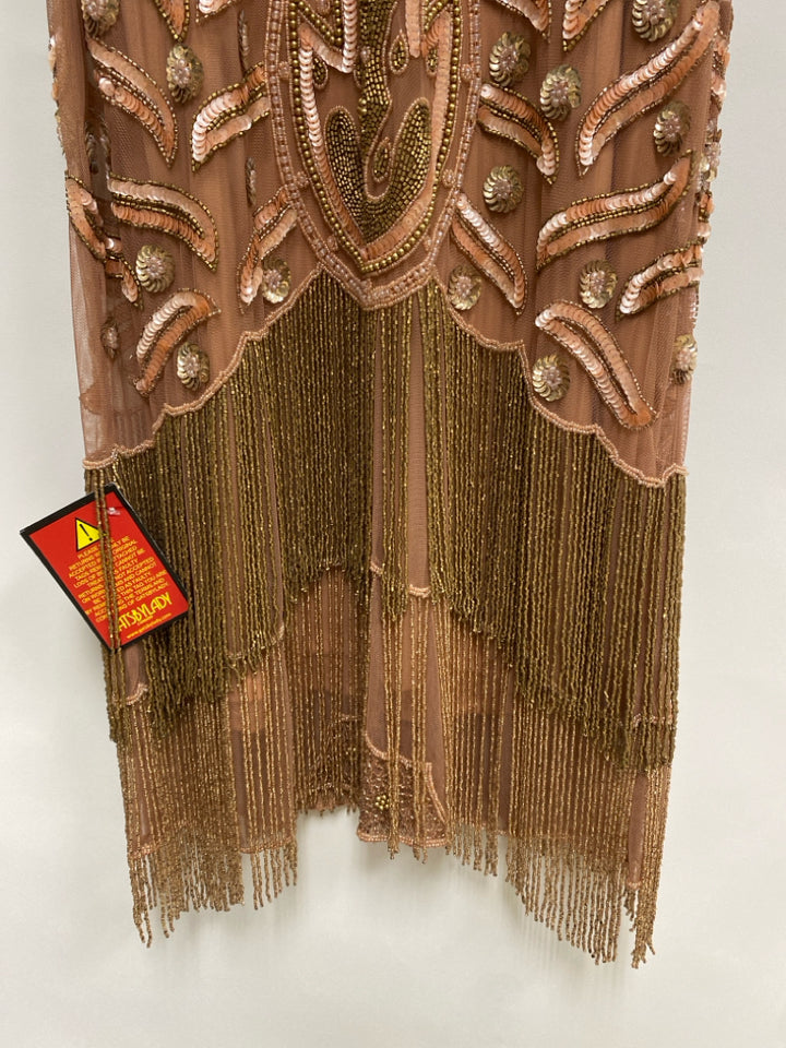 NWT Size 8 Pink Gold Color Flowers Beaded Ladies Dress