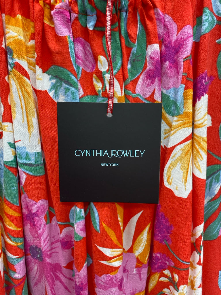 NWT Cynthia Rowley Size L Red Lavender/Multi Tropical Ladies Top