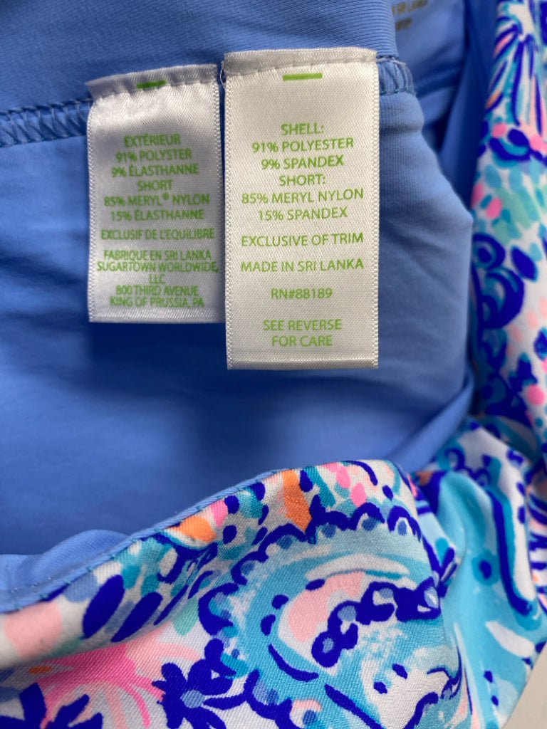 LILLY PULITZER Size 16 Royal Blue/White Aqua/Pink Shells Plus Size Skort