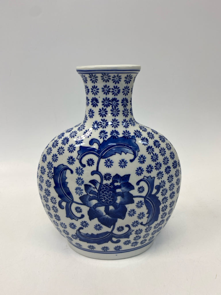 Blue White Print Ceramic Vase