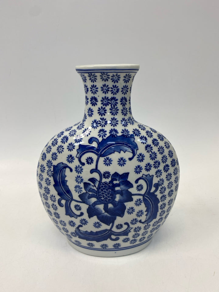 Blue White Print Ceramic Vase