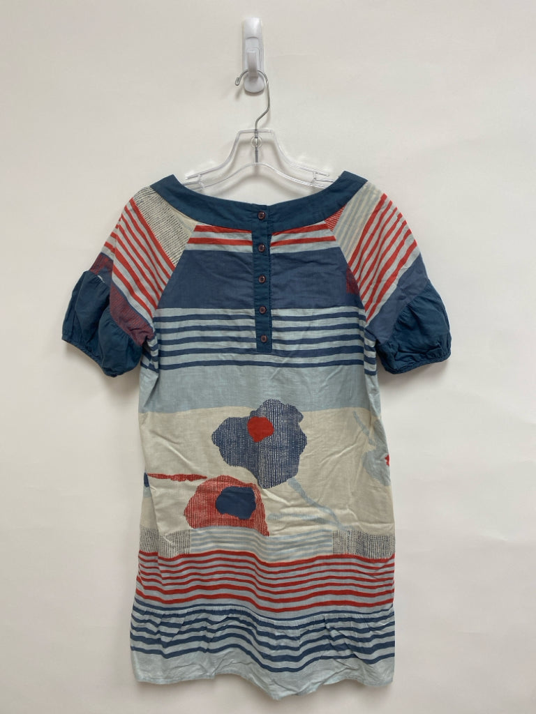 BCBG Size S Dusty Blue Red Striped Ladies Dress