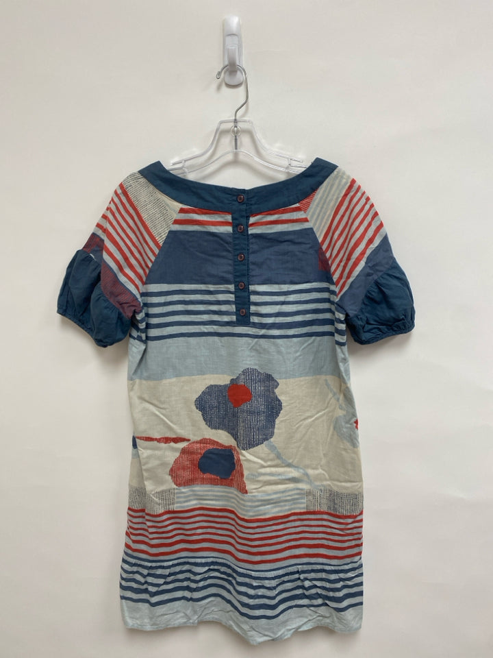 BCBG Size S Dusty Blue Red Striped Ladies Dress