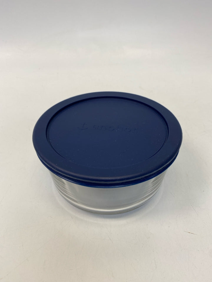 Anchor Hocking Navy Clear Glass Storage Container