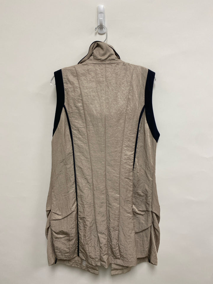 NWT Size XL Taupe Black Trimmed Cowl Neck Ladies Vest