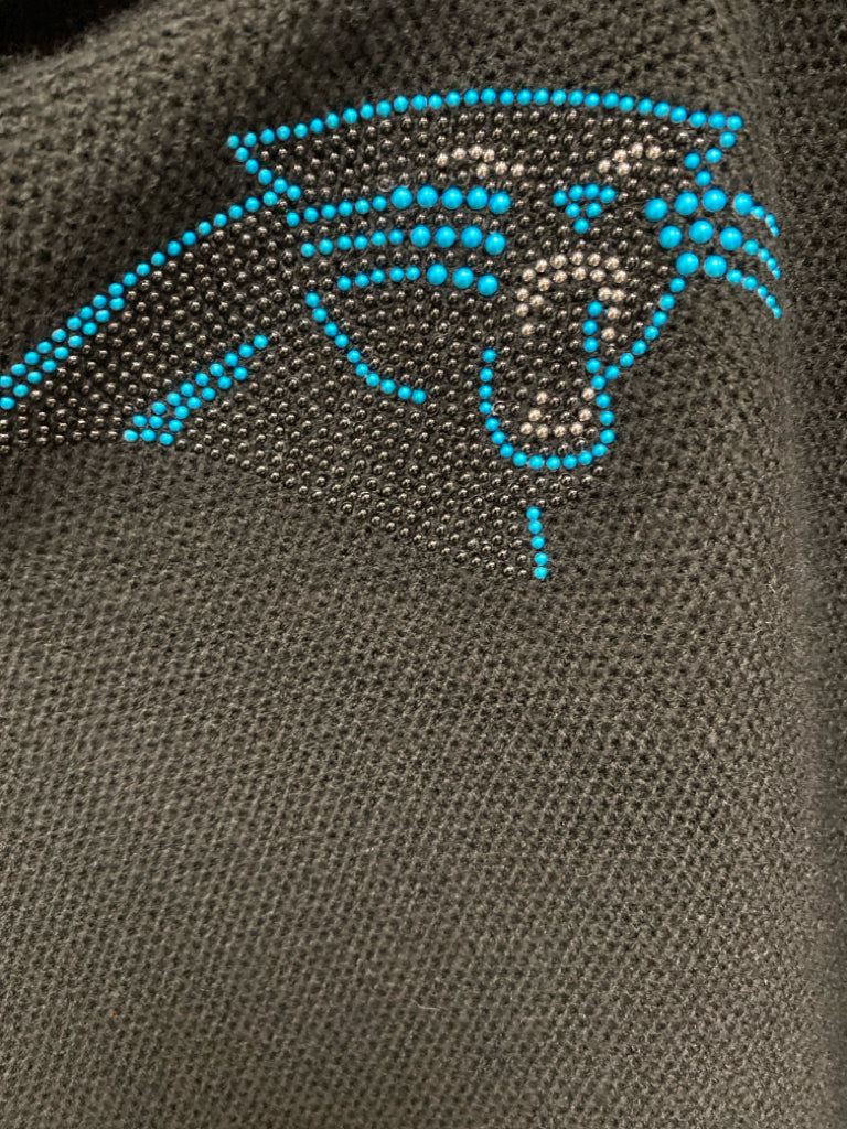 Size OSFM Black Blue Carolina Panthers Poncho Ladies Sweater