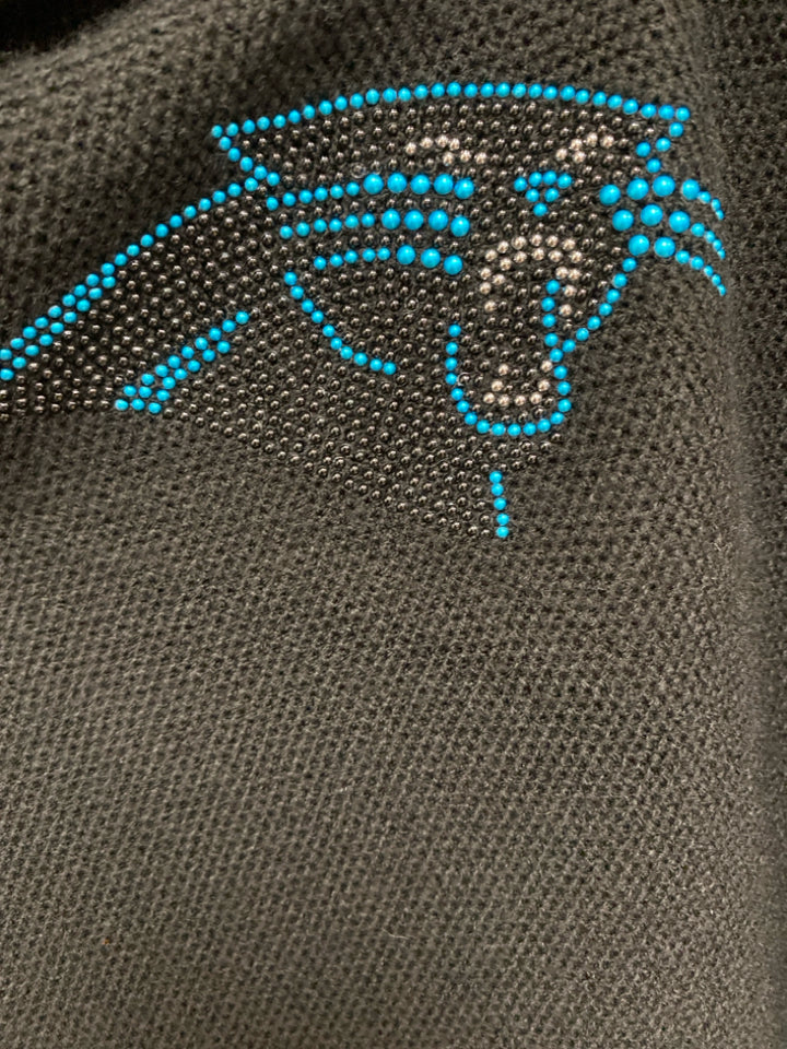 Size OSFM Black Blue Carolina Panthers Poncho Ladies Sweater