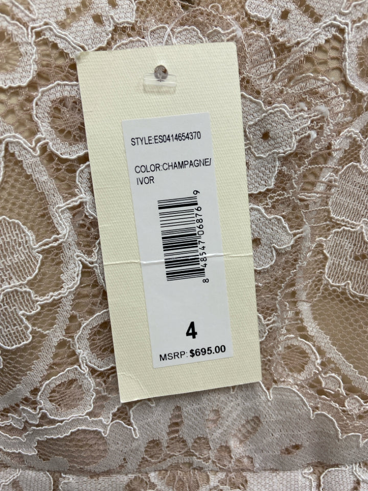 NWT Size 4 Cream Tan Lace Sleeveless Ladies Formal Dress