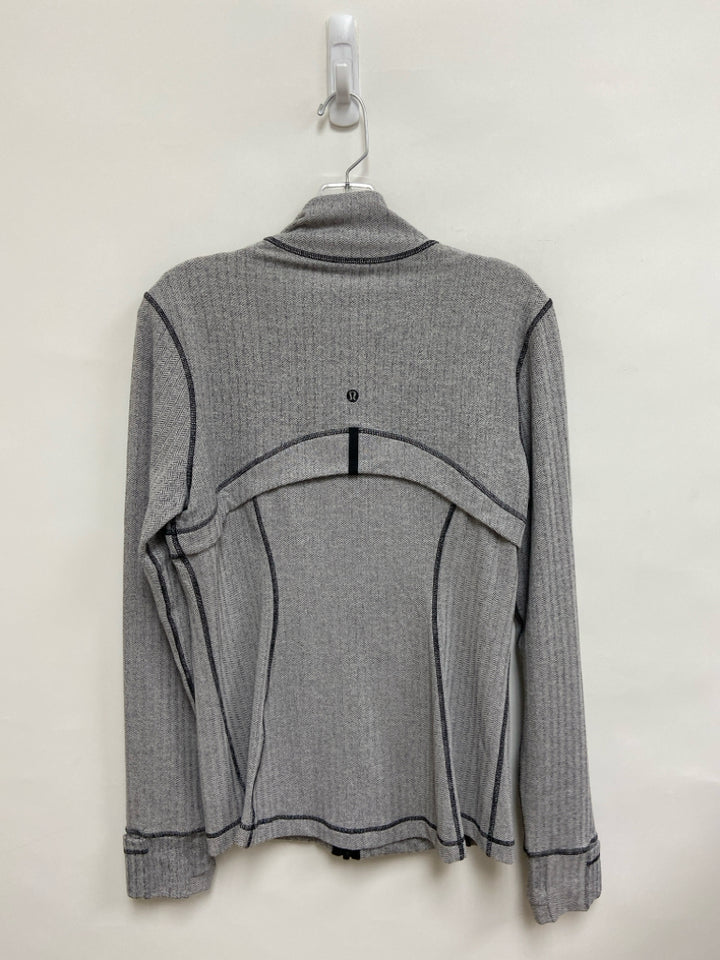 Lululemon Size 12 Gray/Black Herringbone Zip Down Athletic Jacket