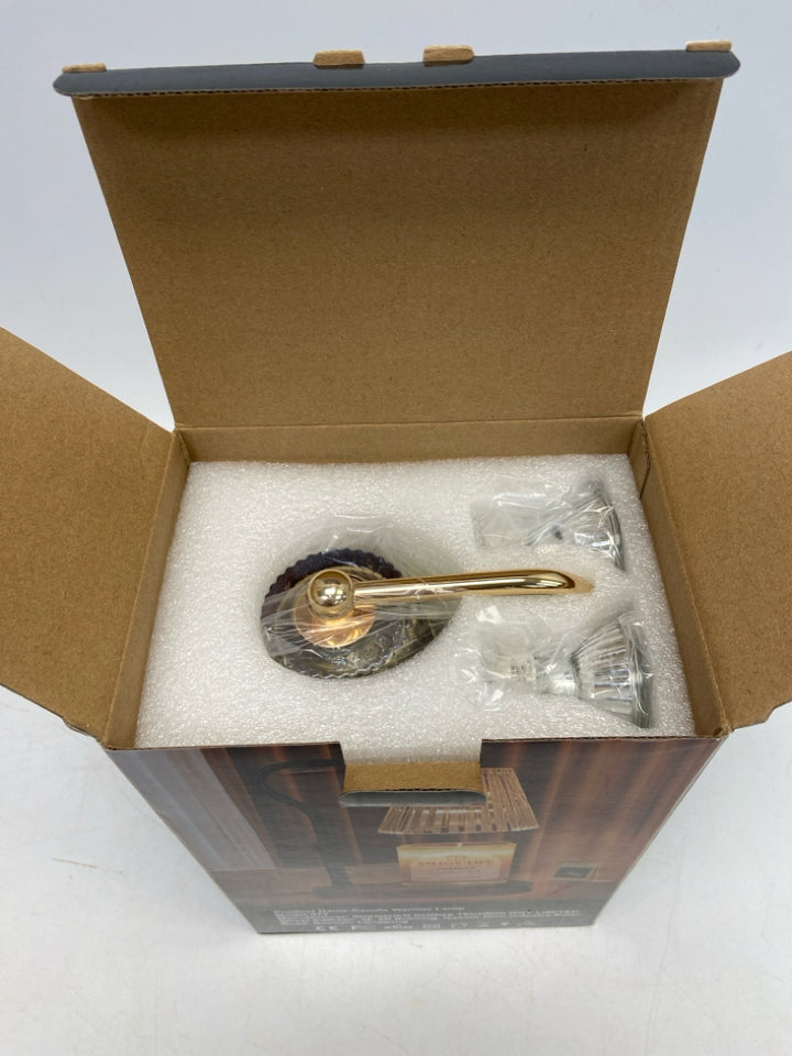 NEW/BOX Gold Clear Metal/Glass Candleholder(s)