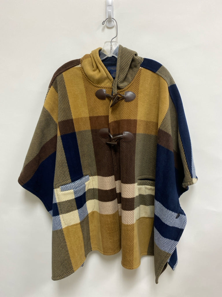 Rachel Roy Size OSFM Navy/Tan Brown Plaid Poncho Ladies Jacket