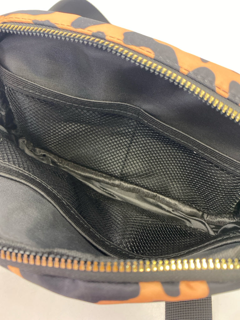Orange Black Animal Print Nylon Belt Bag