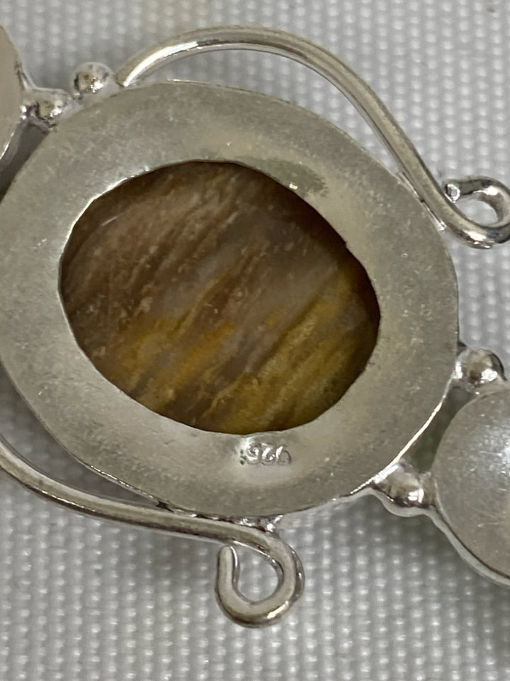 Silver Green/Brown Jeweled Pendant