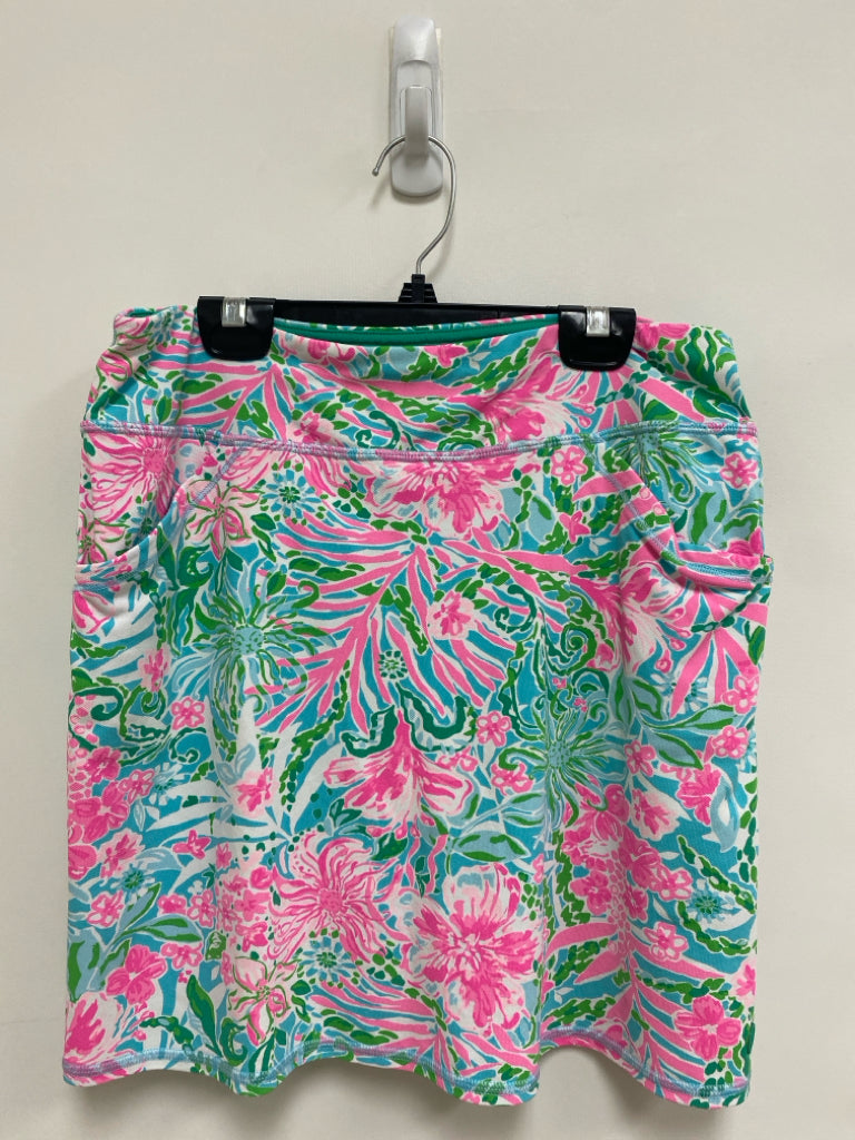 LILLY PULITZER Size M Turquoise Pink/Green Leaves Ladies Skort