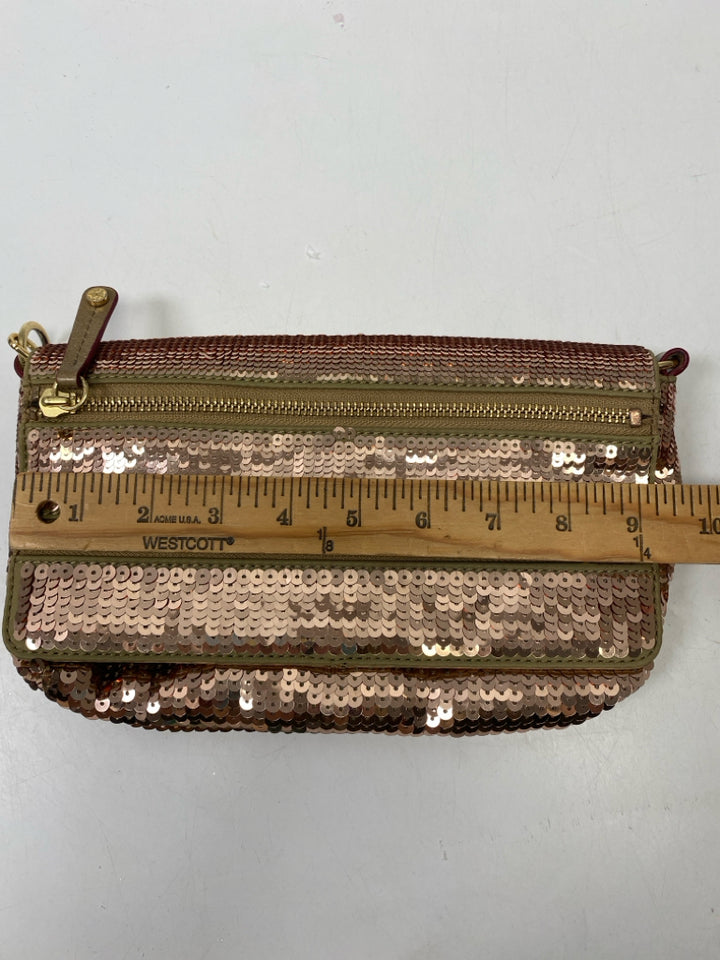 MZ Wallace Tan Rose Gold Sequined Crossbody