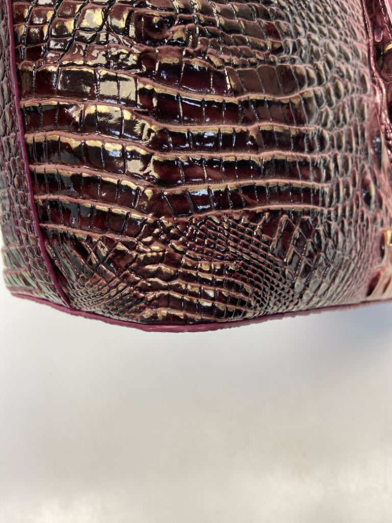 Brahmin Purple Coral Embossed Handbag