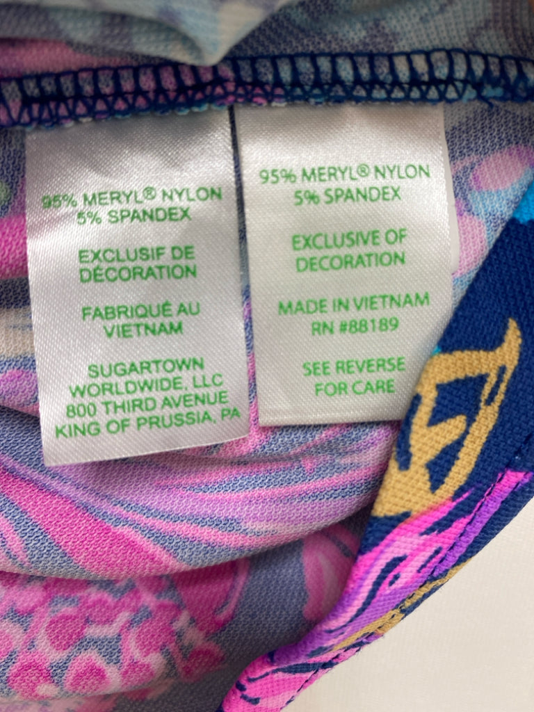 LILLY PULITZER Size XS Navy/Pink Turquoise/Multi Floral Sleeveless Ladies Top