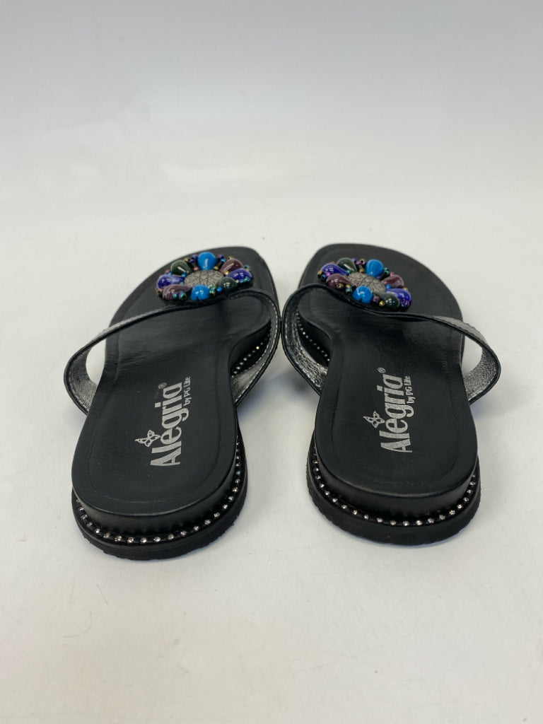 Alegria  Size 36 Black Multi-Color Beaded Sandals