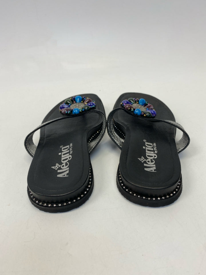 Alegria  Size 36 Black Multi-Color Beaded Sandals